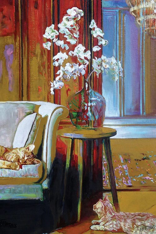 Lounge Cats With Orchids