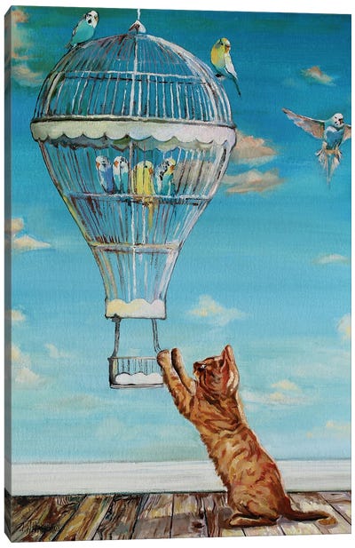 Up, Up And Away Canvas Art Print - Orange Cat Art