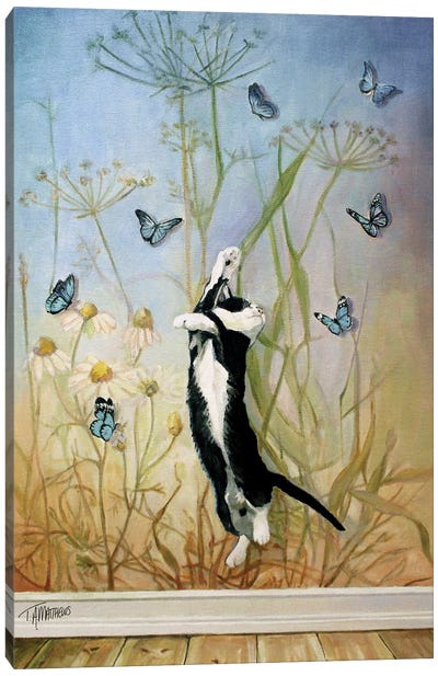 Butterfly Kitty II Canvas Art Print - Art Enthusiast
