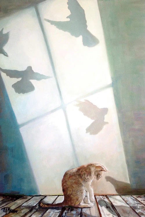 Cat Bird Shadow
