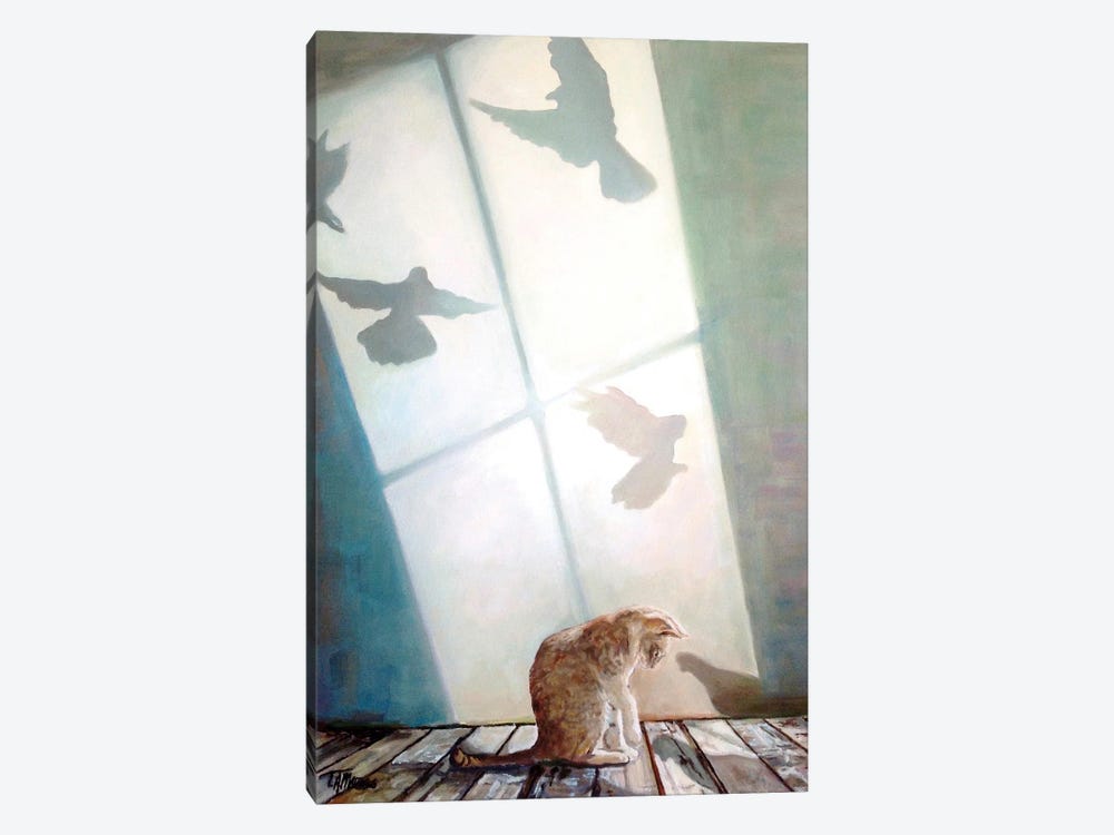 Cat Bird Shadow by Timothy Adam Matthews 1-piece Canvas Artwork