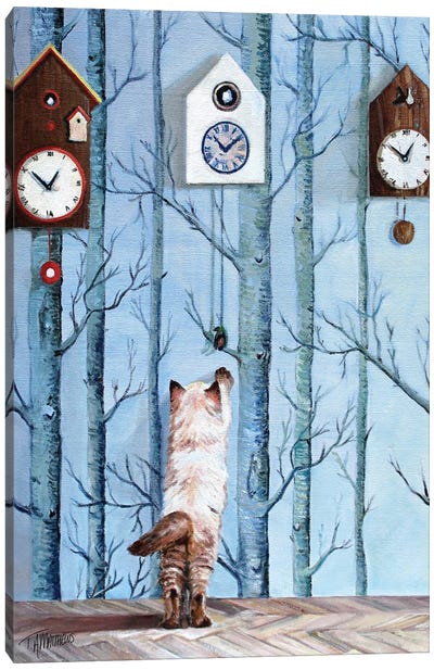 Cuckoo Kitty Canvas Art Print - Clock Art