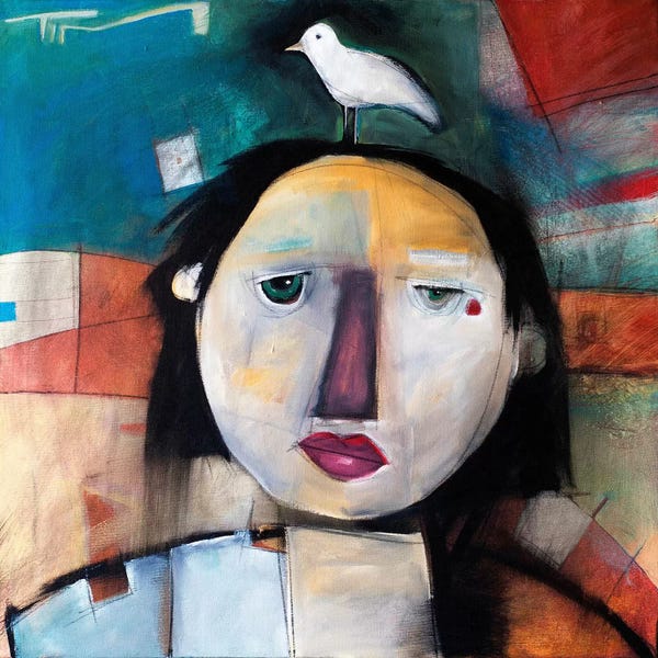 Tim Nyberg: Girl With Dove On Head by Tim Nyberg