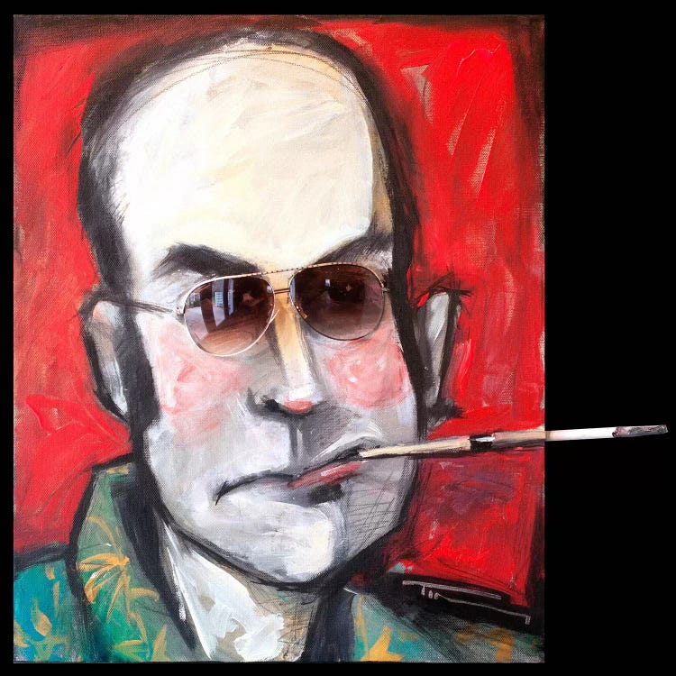 Hunter S Thompson With Cig Black by Tim Nyberg wall art