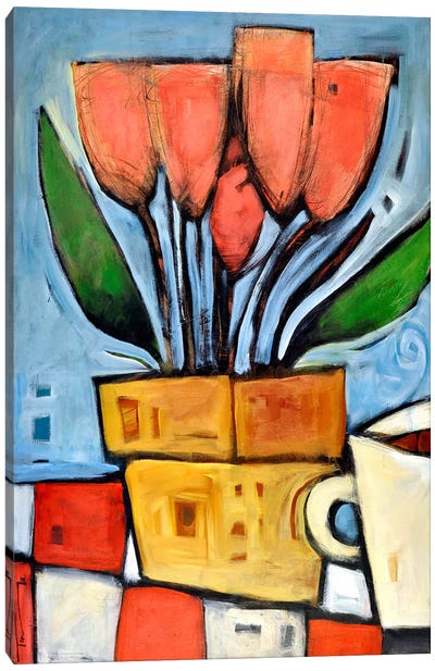 Tulips And Coffee Canvas Art Print - Tim Nyberg