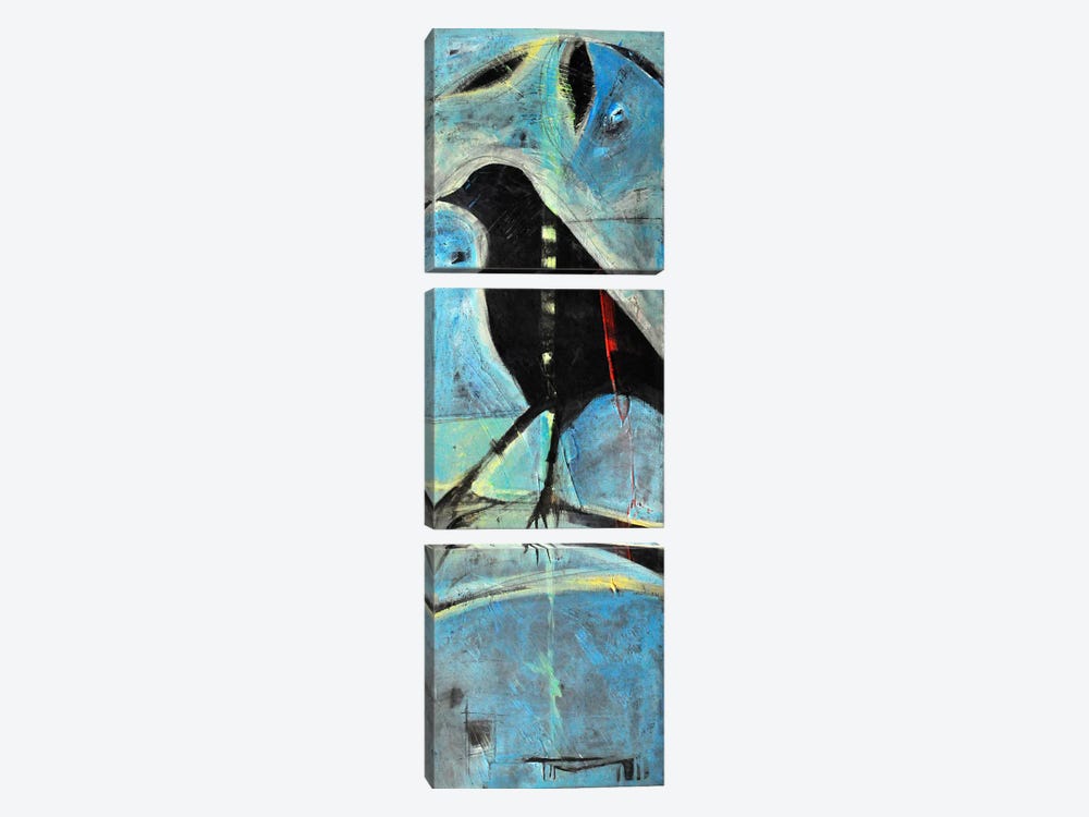 Blackbird On Branch by Tim Nyberg 3-piece Canvas Art Print