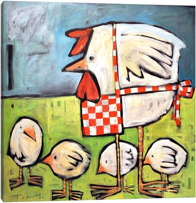 Hen And Chicks After Storm Canvas Art Print