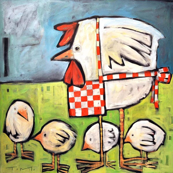 Chickens & Roosters: Hen And Chicks After Storm by Tim Nyberg