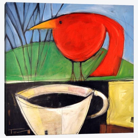 Coffee And Red Bird Canvas Print #TNG284} by Tim Nyberg Canvas Art Print