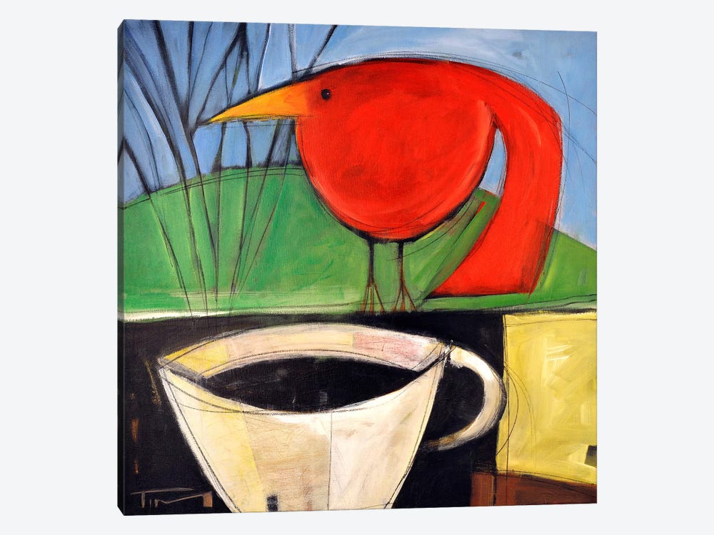 Coffee And Red Bird by Tim Nyberg 1-piece Canvas Print