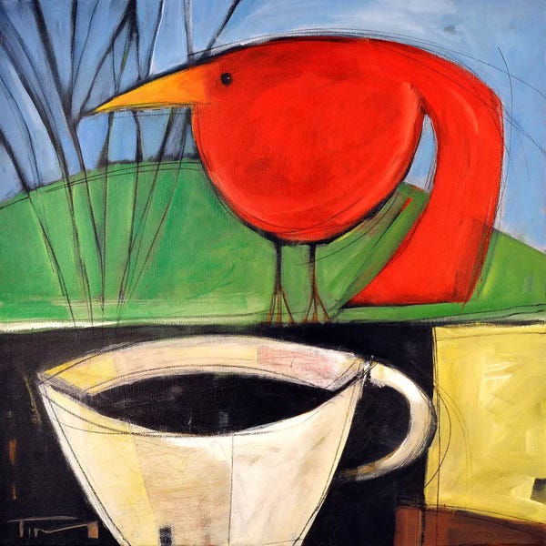 Wildlife: Coffee And Red Bird by Tim Nyberg