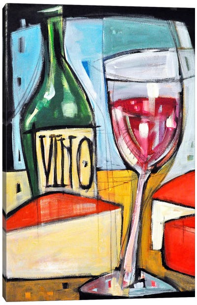 Red Wine And Cheese Canvas Art Print - Food & Drink Still Life