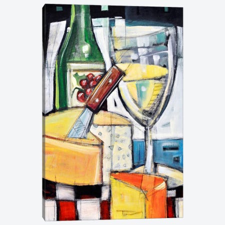 White Wine And Cheese Canvas Print #TNG327} by Tim Nyberg Canvas Artwork