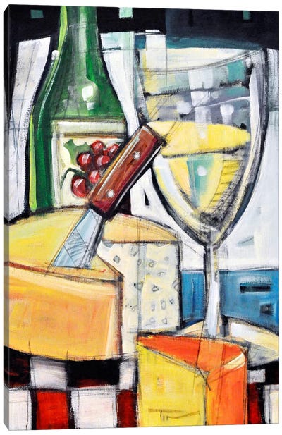 White Wine And Cheese Canvas Art Print - Dairy