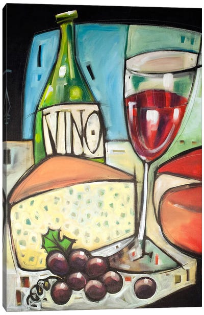 Wine And Cheese Please Canvas Art Print - Grape Art