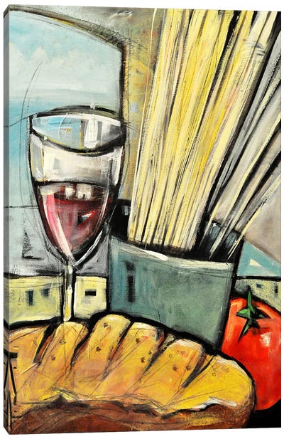 Wine Bread And Pasta Canvas Art Print - International Cuisine Art