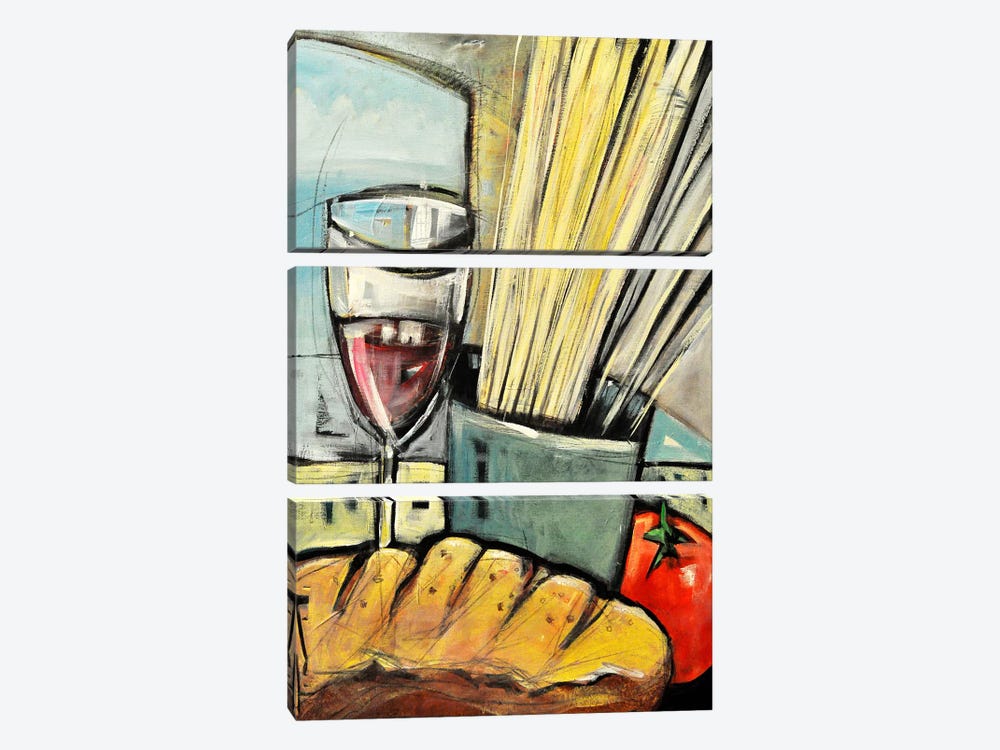 Wine Bread And Pasta by Tim Nyberg 3-piece Canvas Print