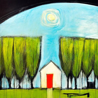 Yellow House Red Door by Tim Nyberg framed wall art