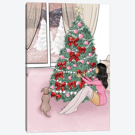 Brunette Christmas Tree Canvas Print #TNL13} by Lara Tan Art Print