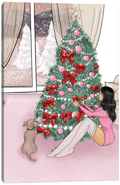 Brunette Christmas Tree Canvas Art Print - Seasonal Glam