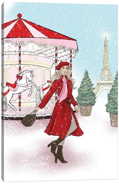 Carrousel In Paris Canvas Art Print - Snow Art