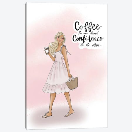 Coffee And Confidence Canvas Print #TNL22} by Lara Tan Canvas Artwork