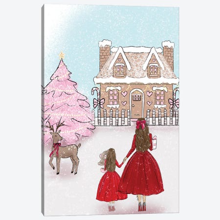 Gingerbread House Mom And Daughter Canvas Print #TNL31} by Lara Tan Canvas Art Print