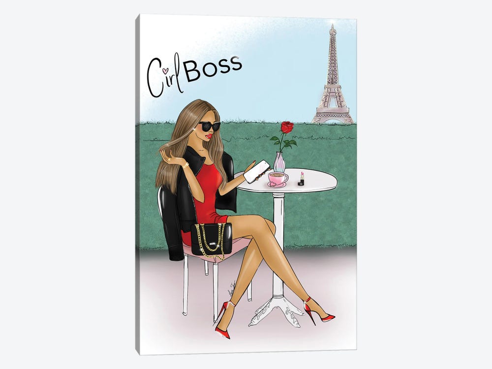 Girl Boss In Paris Café by Lara Tan 1-piece Canvas Artwork
