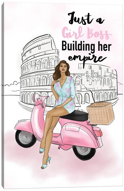 Girl Boss In Rome Canvas Art Print - Scooters