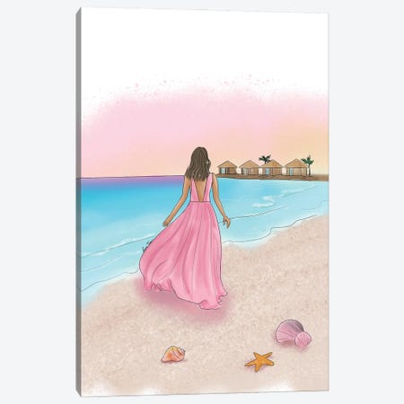 Girl By The Beach Canvas Print #TNL34} by Lara Tan Canvas Art