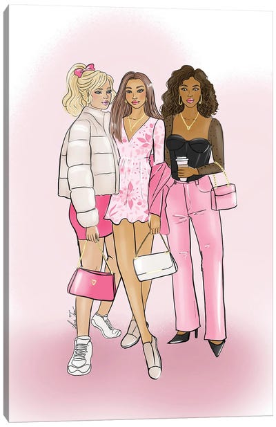 Girls Squad Canvas Art Print - Barbiecore