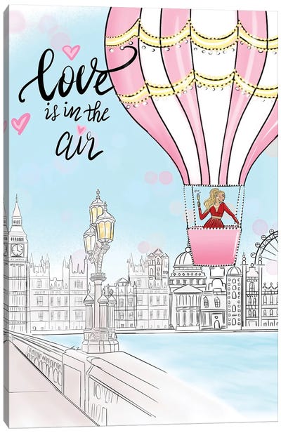 Love Is In The Air Canvas Art Print - Hot Air Balloon Art