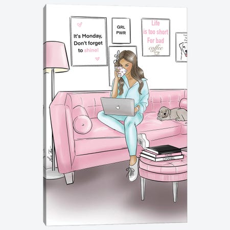 Monday Work From Home Canvas Print #TNL43} by Lara Tan Canvas Artwork
