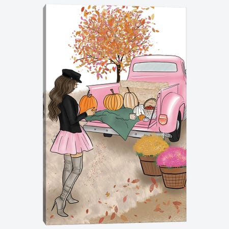 Pumpkin Pick-Up Canvas Print #TNL44} by Lara Tan Canvas Art Print
