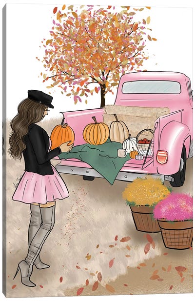 Pumpkin Pick-Up Canvas Art Print - Lara Tan