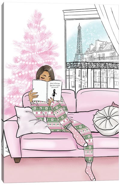 Reading Girl In Pajama Canvas Art Print - Women's Pants Art