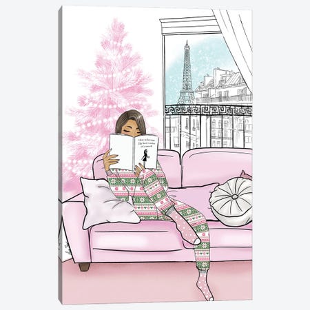 Reading Girl In Pajama Canvas Print #TNL45} by Lara Tan Art Print