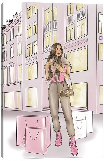 Shopping Girl Canvas Art Print - Lara Tan