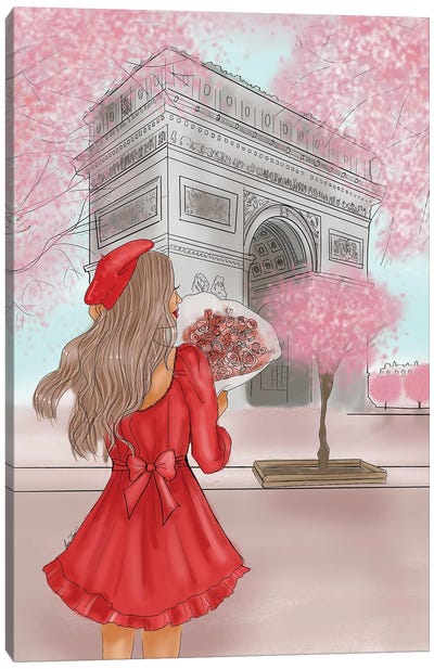 Spring In Paris Canvas Art Print - Arc de Triomphe