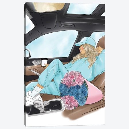 Blonde Car Girl Canvas Print #TNL5} by Lara Tan Canvas Artwork