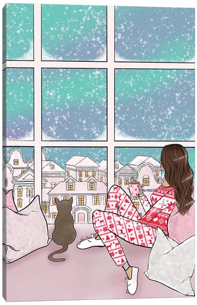 Winter By The Window Canvas Art Print - Home for the Holidays