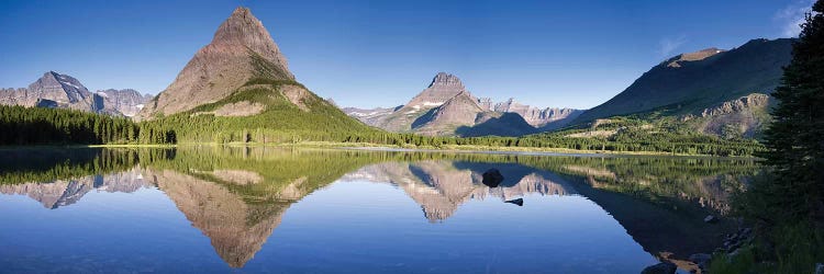 Mountains reflected in lake. Glacier National Park. Montana. Usa.