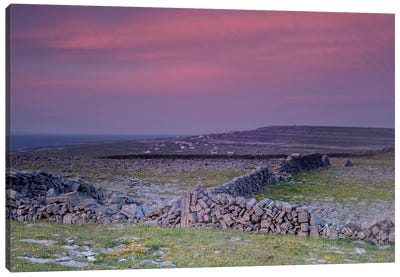 Inishmore Island. Aran Islands. Ireland. Limestone Sea Cliffs. Atlantic Coast. Karst Formations And Rock Walls. Sunset. Canvas Art Print