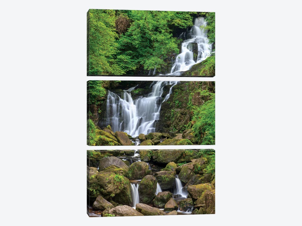 Killarney National Park, County Kerry, Ireland. Torc Waterfall. by Tom Norring 3-piece Canvas Wall Art