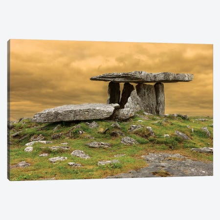 Poulnabrone Dolmen. Burren. County Clare. Ireland. Burren National Park. Poulnabrone Portal Tomb In Karst Landscape. Canvas Print #TNO32} by Tom Norring Canvas Wall Art