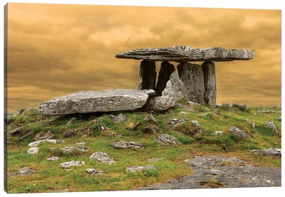 Poulnabrone Dolmen. Burren. County Clare. Ireland. Burren National Park. Poulnabrone Portal Tomb In Karst Landscape. Canvas Art Print - Ireland Art