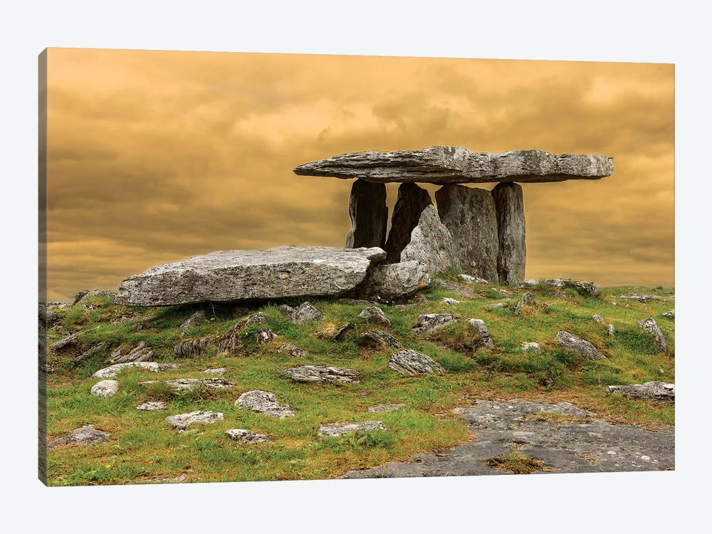 Poulnabrone Dolmen. Burren. County Clare. Ireland. Burren National Park. Poulnabrone Portal Tomb In Karst Landscape. by Tom Norring 1-piece Canvas Wall Art
