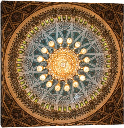 Sultan Qaboos Grand Mosque. Muscat, Oman. Canvas Art Print - Dome Art
