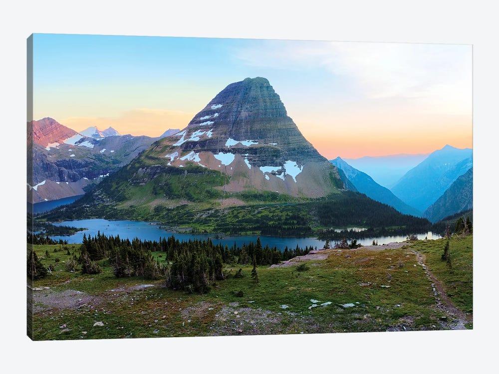 Bearhat Mountain behind Hidden Lake at sunset. Glacier National Park. Montana. Usa. by Tom Norring 1-piece Canvas Art Print