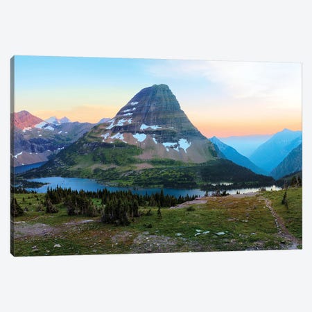 Bearhat Mountain behind Hidden Lake at sunset. Glacier National Park. Montana. Usa. Canvas Print #TNO4} by Tom Norring Canvas Print